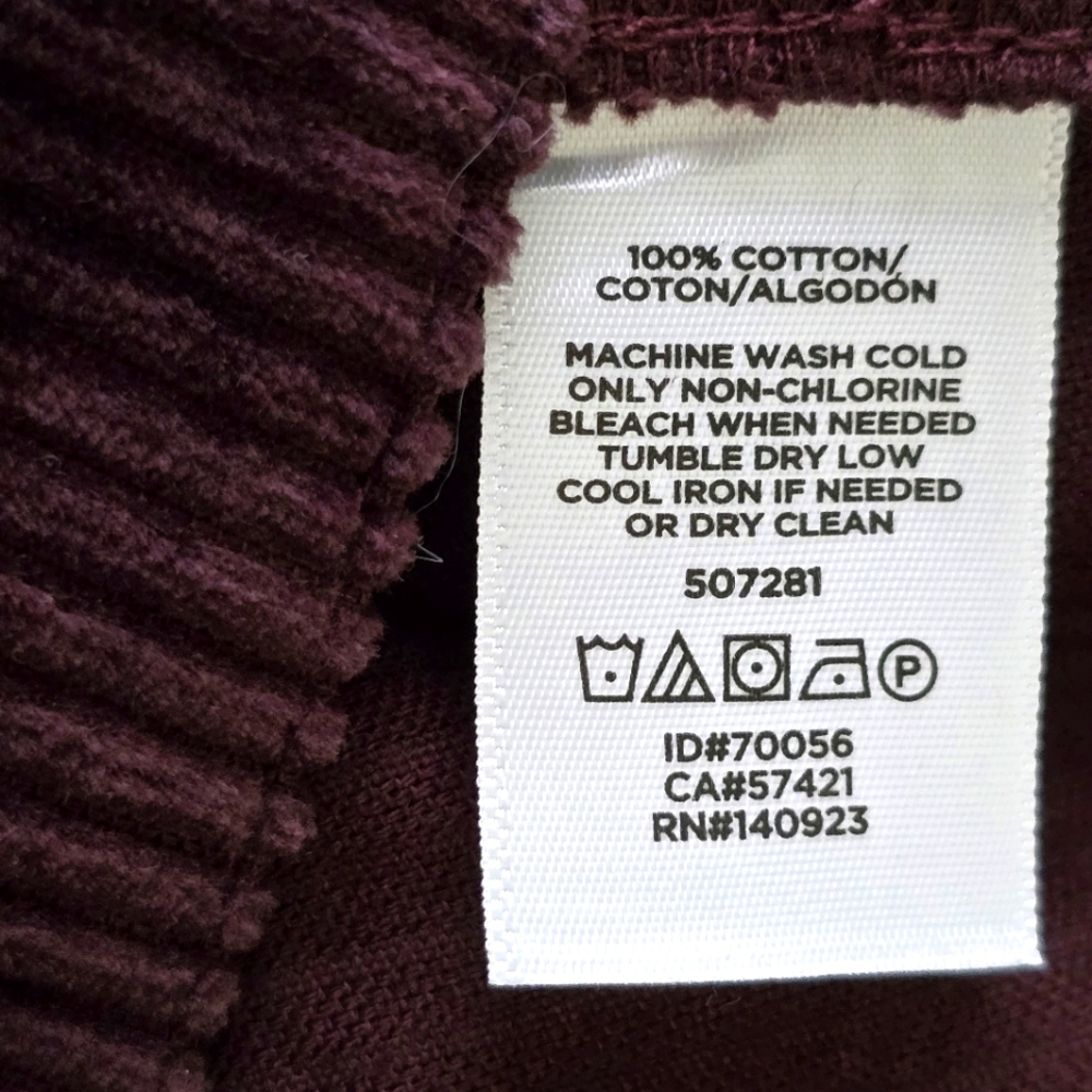 Loft Plum Cordouroy Button Down Mini Skirt size 8 - Picture 7 of 11